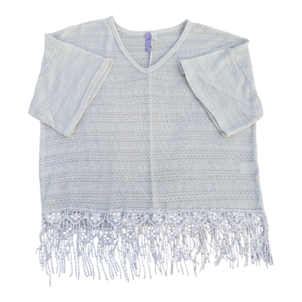 Boho Sheer Crochet Fringe Kimono Top – Festival Beach Cover-Up, Open Knit Blouse